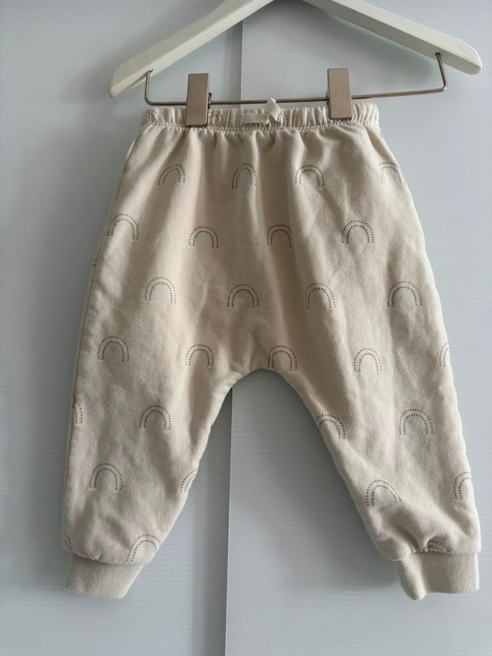 Quincy Mae Organic Cotton Rainbow Slouch Jogger Pants - Cream 6-12M